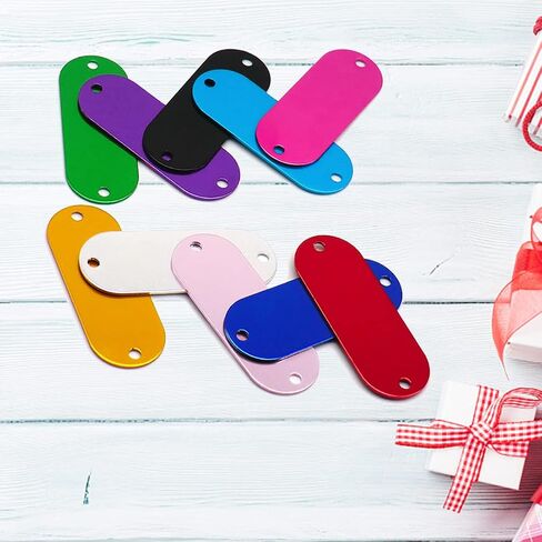 24 Pack Anodized Aluminum Blank Tags Metal Pet ID Tags with 2 Holes for Laser Engraving Stamping for DIY Art Craft Gifts Black in Saudi Arabia