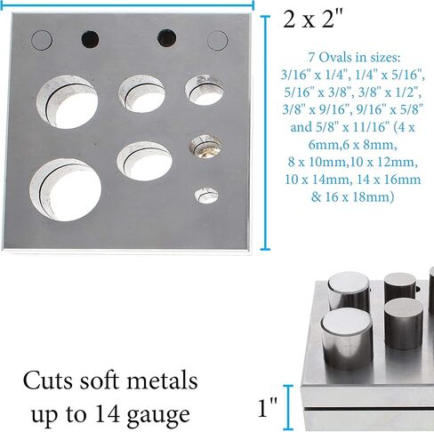 مجموعة قطع القرص الدائرية الفولاذية من بيدسميث مع 4 اللكمات والقالب. أداة لقطع الدوائر الدقيقة من: 1 بوصة إلى 2 بوصة باستخدام لوح معدني ناعم يصل إلى 14 مقياس وأرق in Kuwait