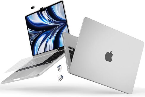 متوافق مع حافظة M3 M2 MacBook Air 13.6 بوصة 2024-2022 A3113 A2681، حافظة رفيعة للغاية ومضادة لبصمات الأصابع لجهاز MacBook Air 13.6 بوصة مع شريحة M3 M2 وشاشة Retina Touch ID، شفاف in Saudi Arabia