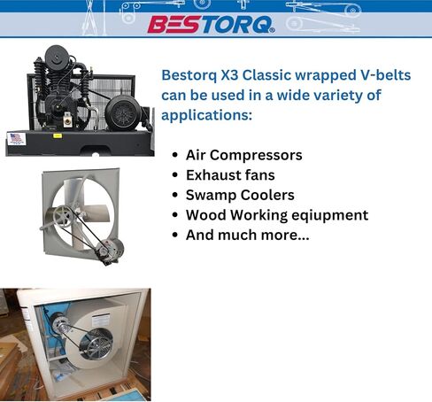 حزام BESTORQ 3L440 على شكل حرف V، حزام مطاطي كلاسيكي ملفوف X3 على شكل حرف V، أسود، محيط خارجي 44 بوصة × عرض 38 بوصة × ارتفاع 24 بوصة، عبوة من قطعة واحدة in Kuwait