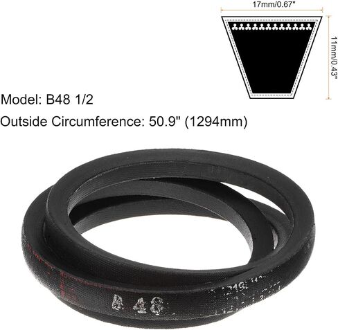 uxcell B147 Rubber V Belt, B Section V-Belt 149.7" Outside Circumference x 0.67" Width x 0.43" Thick, Industrial Power Transmission Belt, Black in Saudi Arabia