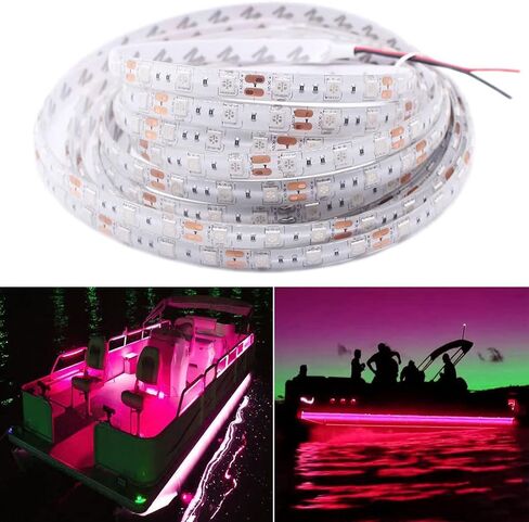 ضوء قارب عائم، شريط إضاءة LED بحري لبطة جون باس قارب شراعي كاياك فليكس الإضاءة لسطح القارب ضوء لهجة ضوء أضواء داخلية مجاملة ليلة الصيد، وردي، 12 فولت in Kuwait