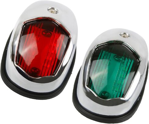 Boat Navigation Light Marine Navigation Lights Bow Light for Boats Led Vertical Mount Bow and Stern Red and Green Perfect Replacement for Pontoon and Small Boat (Plated Silver) in Saudi Arabia