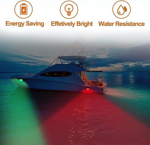 Boat Navigation Light Marine Navigation Lights Bow Light for Boats Led Vertical Mount Bow and Stern Red and Green Perfect Replacement for Pontoon and Small Boat (Plated Silver) in Saudi Arabia