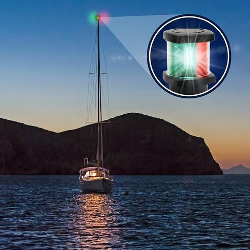مصباح ملاحة LED ثلاثي الألوان من Five Oceans، غطاء من البولي كربونات عالي الأداء، 12 فولت تيار مستمر، يلبي قواعد USCG 2 NM، حامل الصاري للمراكب الشراعية - FO4684 in Saudi Arabia