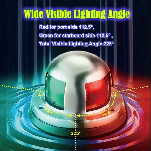 ضوء الملاحة البحرية، ضوء LED للقارب الأحمر/الأخضر، ضوء القوس الجانبي للقارب، ضوء الإبحار للميناء، الميمنة، القارب، اليخت والعائم، تيار مستمر 12 فولت in Kuwait