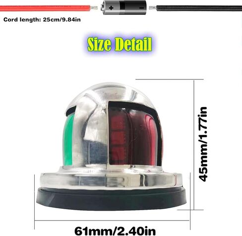 ضوء الملاحة البحرية، ضوء LED للقارب الأحمر/الأخضر، ضوء القوس الجانبي للقارب، ضوء الإبحار للميناء، الميمنة، القارب، اليخت والعائم، تيار مستمر 12 فولت in Kuwait