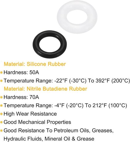 MECCANIXITY 5mmx3mmx1mm Nitrile Rubber O-Rings Black 180pcs, 6mmx3mmx1.5mm Silicone Rubber Seal Gaskets White 50pcs in Saudi Arabia