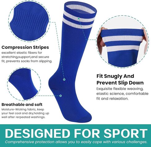 برومان 2 أزواج أطفال جوارب لكرة القدم بنين بنات بسط الركبة عالية جوارب أنبوبية تنفس الرياضة التدريب كرة القدم جوارب رياضية in Kuwait