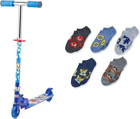 Sakar Sonic The Hedgehog 2 عجلة ركلة سكوتر وSonic The Hedgehog Boys Sonic 5 Pack No Show Casual Sock، 6-8.5 أمريكي in Saudi Arabia