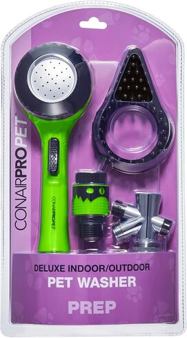 CONAIRPROPET Deluxe Indoor/Outdoor Pet Washer, Dog Shower Attachment with Dual Connectors to Easily Attach, Soft Rubber Massage Fingers, Dual Spray Modes in Saudi Arabia