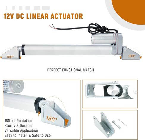 المحرك الخطي 12 فولت تيار مستمر، المحرك الكهربائي الثقيل مع أقواس التثبيت، مشغلات الحركة الخطية لأتمتة المنزل، الهواء الطلق، المعدات الزراعية والصناعية (10 بوصة، 900 نيوتن) in Kuwait
