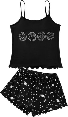 American Trends Cute Pajamas for Women Strawberry Print Cami Top and Shorts Pj Set Two Piece Pajama Set Sleepwear Sleep Set in Saudi Arabia