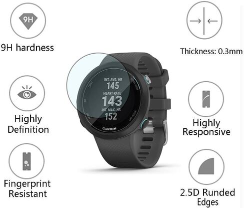 Watch Screen Protector Compatible for Garmin Swim 2 / Garmin Forerunner 45, Tempered Glass Film Full Coverage and Soft TPU Protective Case in Saudi Arabia