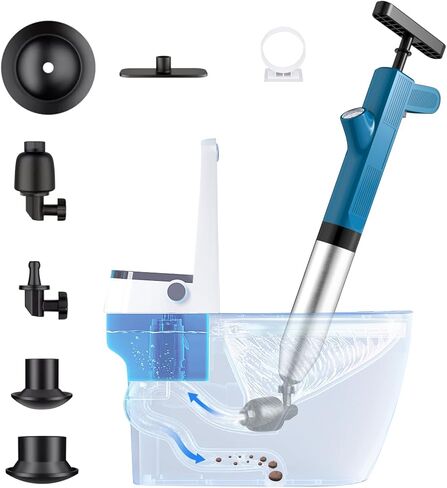 مجموعة غطاس المرحاض من ليتول، مزيل انسداد غطاس الهواء عالي الضغط، غطاس الحوض للحمام، قاذف تصريف الثعبان مع مقياس في الوقت الحقيقي لفك انسداد المرحاض، المطبخ، الدش، الأنابيب، الأرضية، المجاري in Kuwait