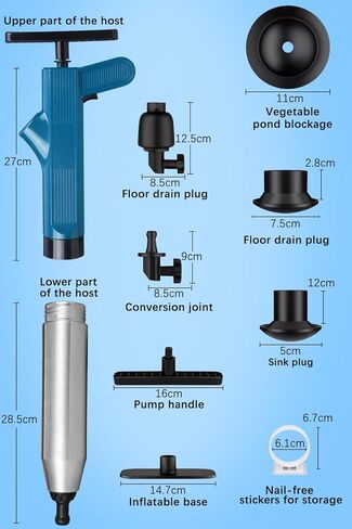 مجموعة غطاس المرحاض من ليتول، مزيل انسداد غطاس الهواء عالي الضغط، غطاس الحوض للحمام، قاذف تصريف الثعبان مع مقياس في الوقت الحقيقي لفك انسداد المرحاض، المطبخ، الدش، الأنابيب، الأرضية، المجاري in Kuwait