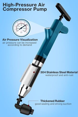 مجموعة غطاس المرحاض من ليتول، مزيل انسداد غطاس الهواء عالي الضغط، غطاس الحوض للحمام، قاذف تصريف الثعبان مع مقياس في الوقت الحقيقي لفك انسداد المرحاض، المطبخ، الدش، الأنابيب، الأرضية، المجاري in Kuwait