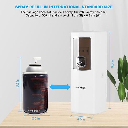 Automatic Fragrance Dispenser - LONANEY Wall Mount/Free Standing Commercial ABS Auto Air Freshener Dispenser Aerosol Spray Perfume Dispenser for Home Room Office Bathroom in Saudi Arabia