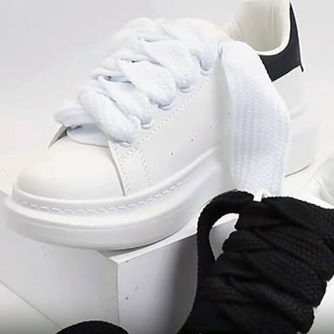 Extra Wide Shoelaces Thick Fat Shoe Laces Strings for Sneakers Athletic Sports Shoes, 55.1 Inch, White in Kuwait