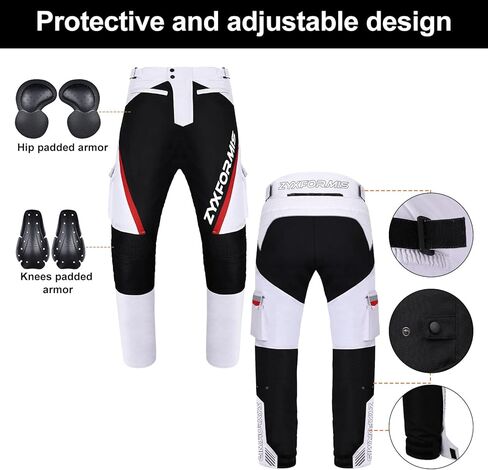 Mens Motorbike Protective Trousers Waterproof Pants Windproof Removable Armour Biker Pant with Removable Cotton Lining Black in Kuwait