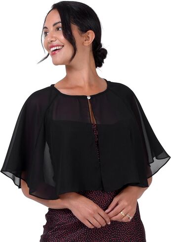 BlackButterfly Soft Wedding Wrap Evening Sheer Chiffon Cover Up Cape Shawl in Kuwait