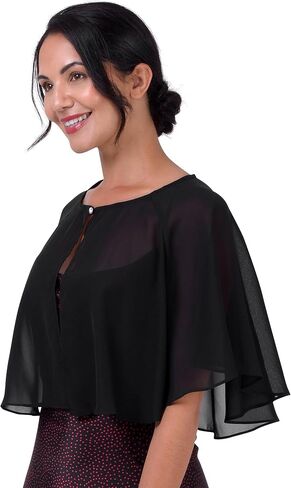 BlackButterfly Soft Wedding Wrap Evening Sheer Chiffon Cover Up Cape Shawl in Kuwait