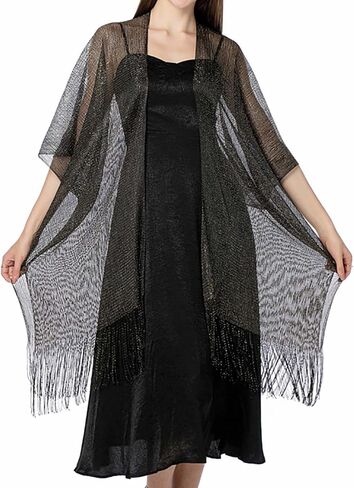 شال مسائي لامع لامع من GORAIS وسترة نسائية شفافة بأكمام قصيرة لفساتين الحفلات in Kuwait