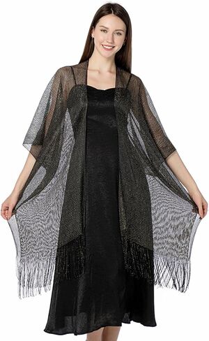 شال مسائي لامع لامع من GORAIS وسترة نسائية شفافة بأكمام قصيرة لفساتين الحفلات in Kuwait