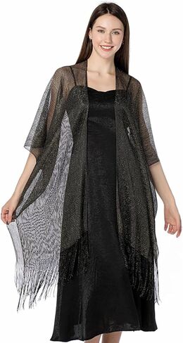 شال مسائي لامع لامع من GORAIS وسترة نسائية شفافة بأكمام قصيرة لفساتين الحفلات in Kuwait