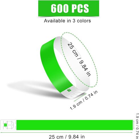 600pcs Neon Wristbands, Waterproof Paper Bracelets Event Wristbands Colorful Wrist Party Bands Armbands for Events Party Festivals Concerts and Fairs in Saudi Arabia