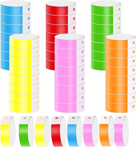600pcs Neon Wristbands, Waterproof Paper Bracelets Event Wristbands Colorful Wrist Party Bands Armbands for Events Party Festivals Concerts and Fairs in Saudi Arabia