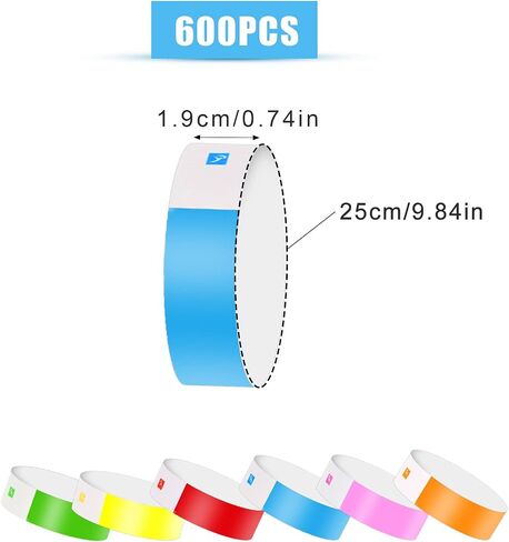 600pcs Neon Wristbands, Waterproof Paper Bracelets Event Wristbands Colorful Wrist Party Bands Armbands for Events Party Festivals Concerts and Fairs in Saudi Arabia