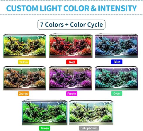 Full-Spectrum LED Aquarium Light: 24/7 Lighting Cycle & DIY Mode Fish Tank Light with Timer - 18W Aquarium Tank Light Adjustable Brightness with 7 Colors & Extendable Bracket for 18-24 Inch Tank in Kuwait