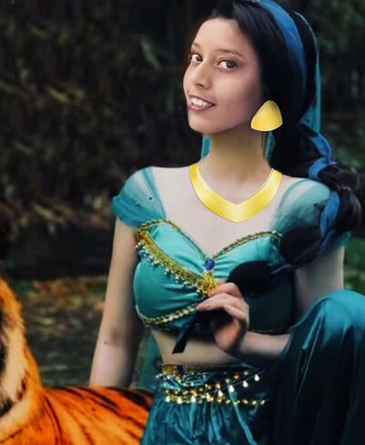 مجموعة أقراط وقلادة ذهبية غير مثقوبة، مشبك على الأقراط ذات الياقة المريلة وقلادة بسيطة مجوهرات تتدلى أقراط كبيرة على شكل دمعة لإكسسوارات الأميرة ياسمين للنساء in Kuwait