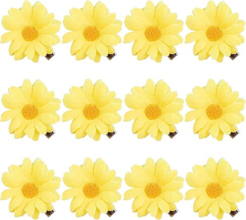 Framendino, 12 Pack Yellow Daisy Clip Flower Clips Small Sunflower Hairpins Bridal Accessories for Women Girls Beach Wedding Decor in Saudi Arabia