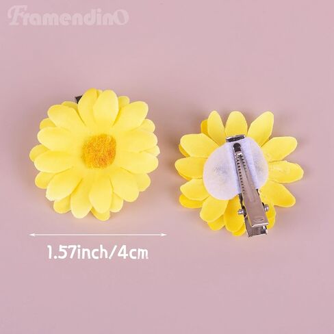 Framendino, 12 Pack Yellow Daisy Clip Flower Clips Small Sunflower Hairpins Bridal Accessories for Women Girls Beach Wedding Decor in Saudi Arabia