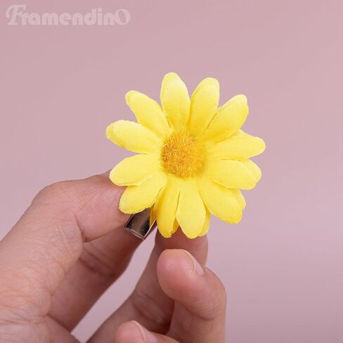 Framendino, 12 Pack Yellow Daisy Clip Flower Clips Small Sunflower Hairpins Bridal Accessories for Women Girls Beach Wedding Decor in Saudi Arabia
