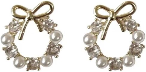Flower Invisible Clip On Earrings For Women Dangle White Rose Blue Light Purple Floral Pearl Comfortable Non Pierced Clip-on Earrings in Kuwait