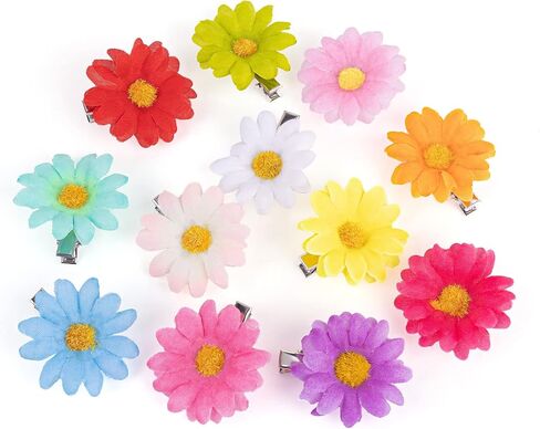 Framendino, 12 Pack Yellow Daisy Clip Flower Clips Small Sunflower Hairpins Bridal Accessories for Women Girls Beach Wedding Decor in Saudi Arabia