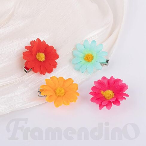 Framendino, 12 Pack Yellow Daisy Clip Flower Clips Small Sunflower Hairpins Bridal Accessories for Women Girls Beach Wedding Decor in Saudi Arabia