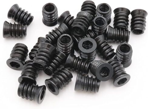 40pcs 1/4-20×15mm Threaded Inserts Nuts, Hex Socket Drive Furniture Flanged Screw-in Nut, Carbon Steel, Black in Saudi Arabia
