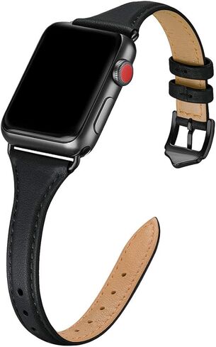 WFEAGL Leather Bands Compatible with Apple Watch Band 38mm 40mm 41mm 42mm 44mm 45mm 49mm Women, Top Grain Leather Strap Slim & Thin Replacement Wristband for iWatch Band Ultra2 Ultra SE & Series 9 8 7 6 5 4 3 2 1 in Kuwait