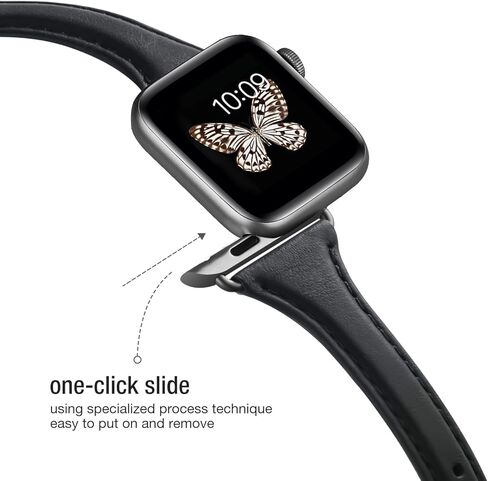 WFEAGL Leather Bands Compatible with Apple Watch Band 38mm 40mm 41mm 42mm 44mm 45mm 49mm Women, Top Grain Leather Strap Slim & Thin Replacement Wristband for iWatch Band Ultra2 Ultra SE & Series 9 8 7 6 5 4 3 2 1 in Kuwait