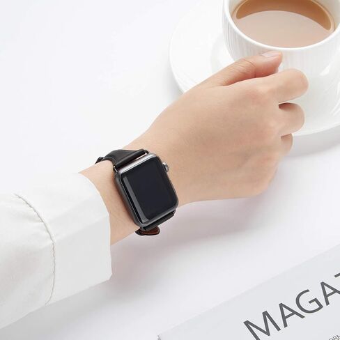 WFEAGL Leather Bands Compatible with Apple Watch Band 38mm 40mm 41mm 42mm 44mm 45mm 49mm Women, Top Grain Leather Strap Slim & Thin Replacement Wristband for iWatch Band Ultra2 Ultra SE & Series 9 8 7 6 5 4 3 2 1 in Kuwait