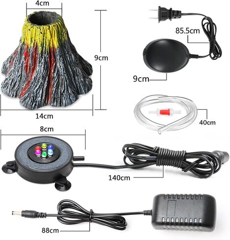 Aquarium Bubble Light Fish Tank Bubbler Lamp Fish Tank Oxygenation Device with 6 LEDs, Volcanic Stone Landscaping with Trachea, Aquarium and Fish Tank Decoration Kit in Saudi Arabia