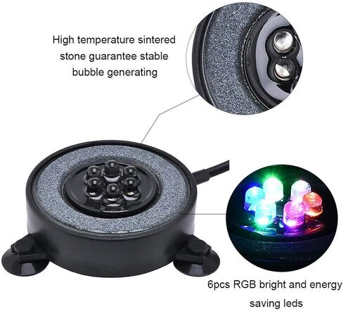 Aquarium Bubble Light Fish Tank Bubbler Lamp Fish Tank Oxygenation Device with 6 LEDs, Volcanic Stone Landscaping with Trachea, Aquarium and Fish Tank Decoration Kit in Saudi Arabia