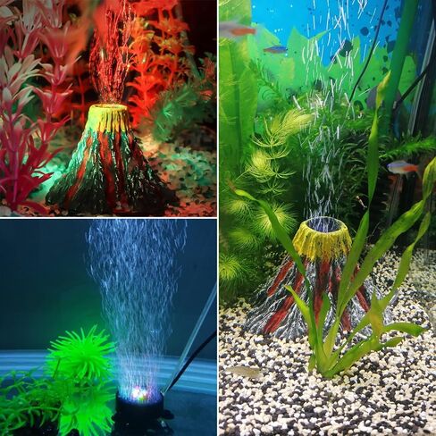 Aquarium Bubble Light Fish Tank Bubbler Lamp Fish Tank Oxygenation Device with 6 LEDs, Volcanic Stone Landscaping with Trachea, Aquarium and Fish Tank Decoration Kit in Saudi Arabia
