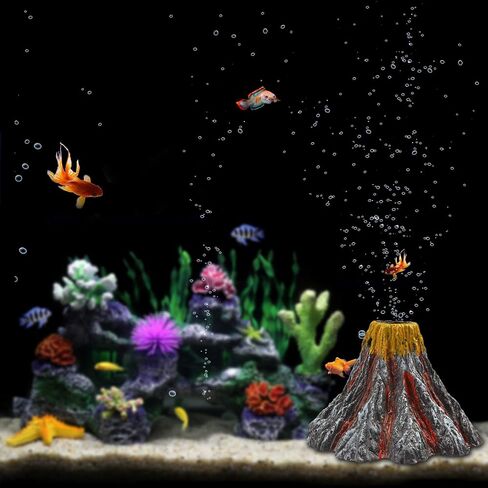 Aquarium Bubble Light Fish Tank Bubbler Lamp Fish Tank Oxygenation Device with 6 LEDs, Volcanic Stone Landscaping with Trachea, Aquarium and Fish Tank Decoration Kit in Saudi Arabia