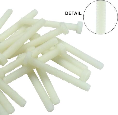 20 Pair M8x25mm White Nylon Hex Bolts Plastic Hex Nuts Full Thread Hex Head Screws and Nuts Set in Saudi Arabia