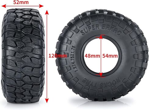 إطارات RC 1.9 بوصة 4 قطع RC مجموعة إطارات الزاحف 120 مم إطارات العجلات لـ 1/10 RC الزاحف TRX4 TRX-6 محوري SCX10 90046 SCX10 III AXI03007 Tamiya CC01 D90 D110 in Kuwait